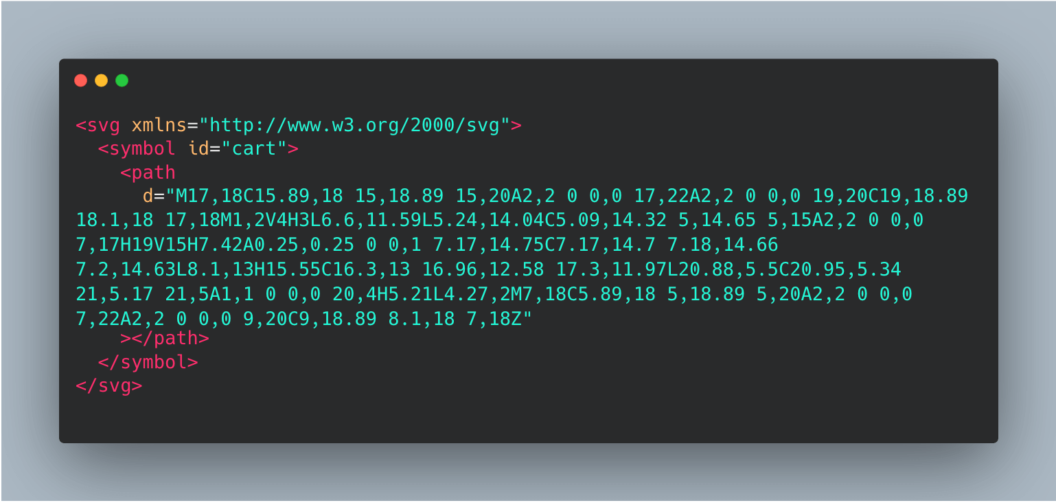 Captura de código de un sprite de svg