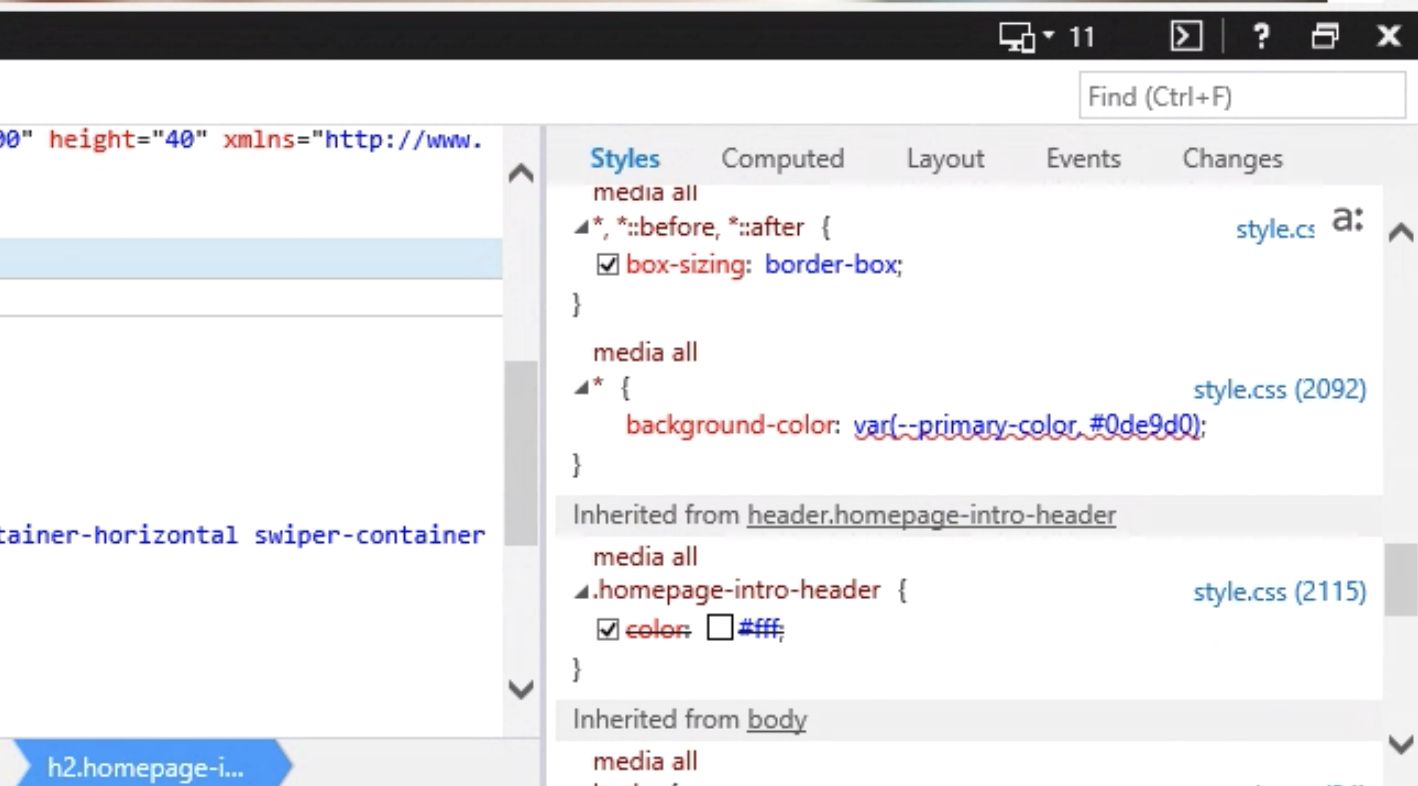 Captura del inspector de código de Internet Explorer 11