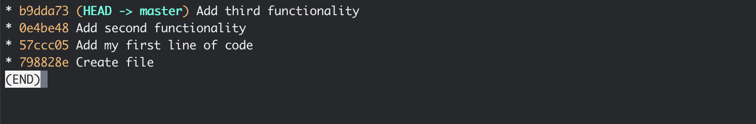 Previsualización de log de commits del repositorio